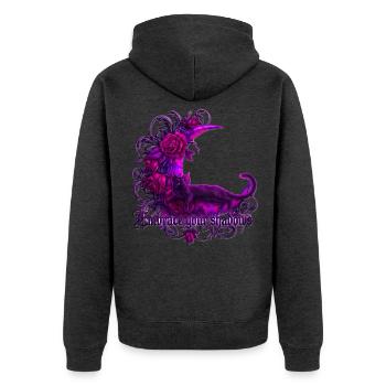 Embrace Your Shadows Gothic Shirt - Unisex Premium Bio Zip Hoodie - Anthrazit meliert - Hinten - Nico (187cm)