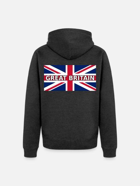 Großbritannien-UnionJack-33cm - Unisex Premium Bio Zip Hoodie - Anthrazit meliert