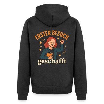 Referendariat Geschenk nach erstem Unterrichtsbesu - Unisex Premium Bio Zip Hoodie - Anthrazit meliert - Hinten - Nico (187cm)