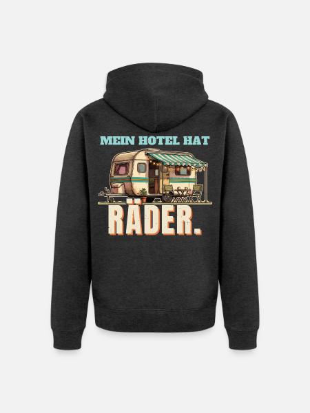 Wohnwagen - Hotel mit Rädern - Unisex Premium Bio Zip Hoodie - Anthrazit meliert