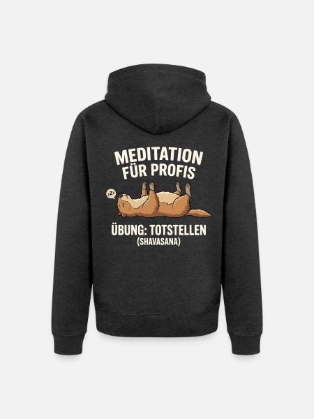 Murmeltier Meditation - Unisex Premium Bio Zip Hoodie - Anthrazit meliert