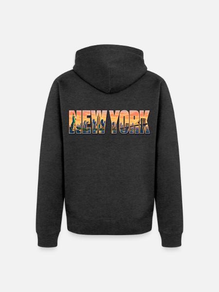 New-York-33cm - Unisex Premium Bio Zip Hoodie - Anthrazit meliert