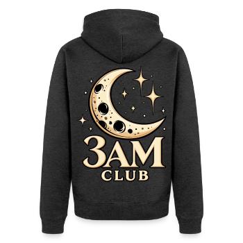 3AM Club Celestial Moon - Unisex Premium Bio Zip Hoodie - Anthrazit meliert - Hinten - Nico (187cm)