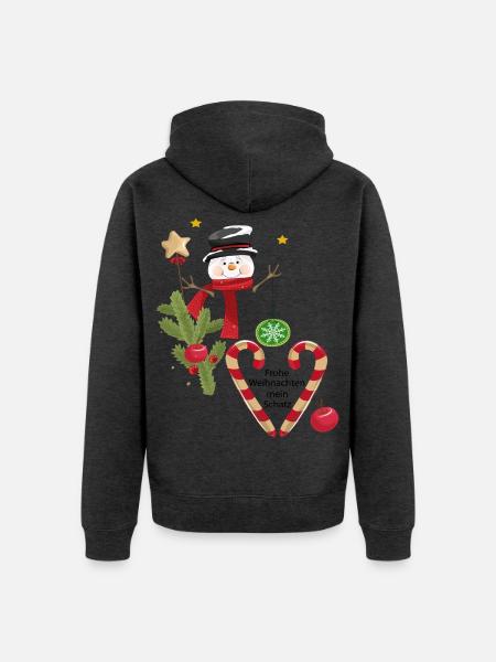 Frohe Weihnachten mein Schatz - Unisex Premium Bio Zip Hoodie - Anthrazit meliert