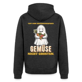 Tipp vom Ernährungsprofi: Gemüse nicht ghosten - Unisex Premium Bio Zip Hoodie - Anthrazit meliert - Hinten - Nico (187cm)