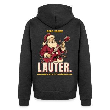 Alle Jahre lauter: Gitarren-Weihnachtsmann - Unisex Premium Bio Zip Hoodie - Anthrazit meliert - Hinten - Nico (187cm)