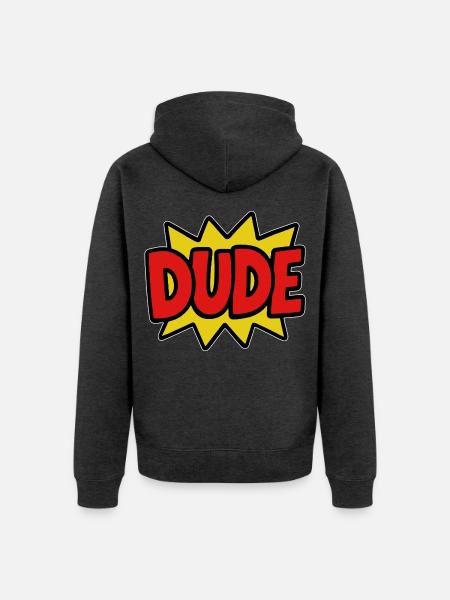 Dude Retro Comic - Unisex Premium Bio Zip Hoodie - Anthrazit meliert