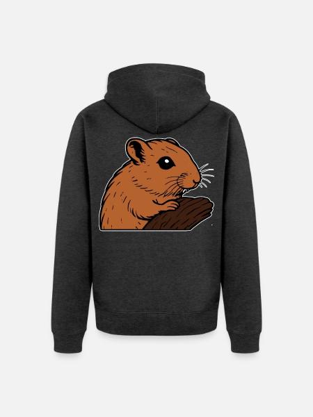 Rennmaus mit Futter Nagetier - Unisex Premium Bio Zip Hoodie - Anthrazit meliert