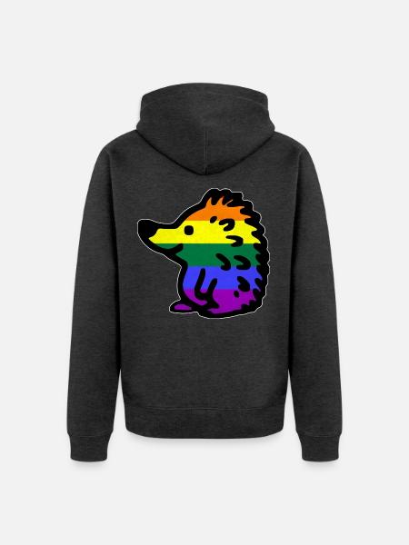 Igel LGBTQ bunt Regenbogenflagge - Unisex Premium Bio Zip Hoodie - Anthrazit meliert