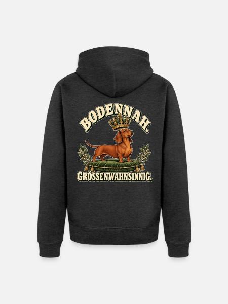 Königshund Großenwahnsinn - Unisex Premium Bio Zip Hoodie - Anthrazit meliert
