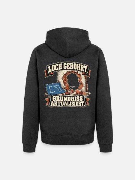 Loch gebohrt Grundriss aktualisiert - Unisex Premium Bio Zip Hoodie - Anthrazit meliert