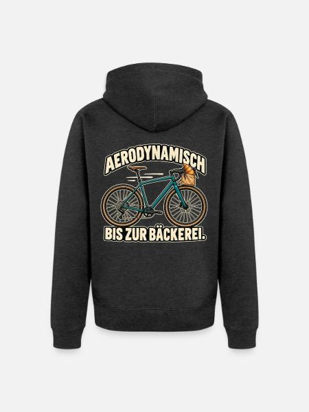 Aerodynamisch bis zur Bäckerei - Unisex Premium Bio Zip Hoodie - Anthrazit meliert