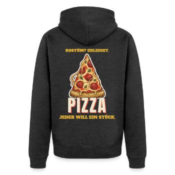 Kostüm erledigt: Pizza - Unisex Premium Bio Zip Hoodie - Anthrazit meliert - Hinten - Nico (187cm)