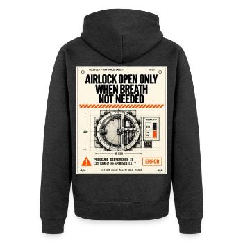 Luftschleuse ohne Sauerstoff - Unisex Premium Bio Zip Hoodie - Anthrazit meliert - Hinten - Nico (187cm)