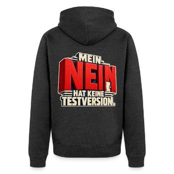 Nein hat Keine Testversion - Unisex Premium Bio Zip Hoodie - Anthrazit meliert - Hinten - Nico (187cm)