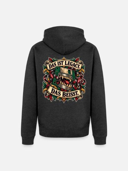 Legacy Beisst Kiefer Monster - Unisex Premium Bio Zip Hoodie - Anthrazit meliert