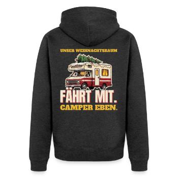 Unser Weihnachtsbaum fährt mit: Camper eben - Unisex Premium Bio Zip Hoodie - Anthrazit meliert - Hinten - Nico (187cm)
