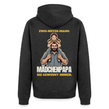 Zwei-Meter-Mann und Mädchenpapa - Unisex Premium Bio Zip Hoodie - Anthrazit meliert - Hinten - Nico (187cm)