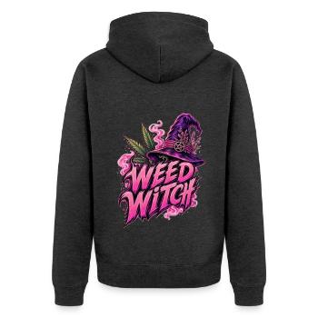Weed Witch – Pink Edition - Unisex Premium Bio Zip Hoodie - Anthrazit meliert - Hinten - Nico (187cm)