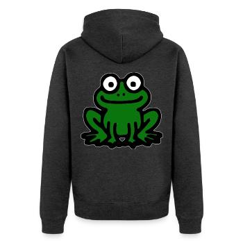 Frosch Comic - Unisex Premium Bio Zip Hoodie - Anthrazit meliert - Hinten - Nico (187cm)