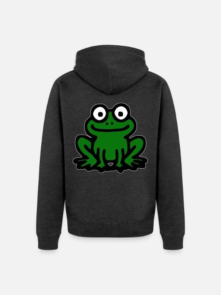 Frosch Comic - Unisex Premium Bio Zip Hoodie - Anthrazit meliert