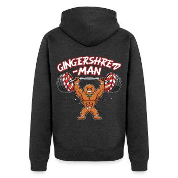 Gingershred Man - Lustiger Weihnachts Gym Humor - Unisex Premium Bio Zip Hoodie - Anthrazit meliert - Hinten - Nico (187cm)