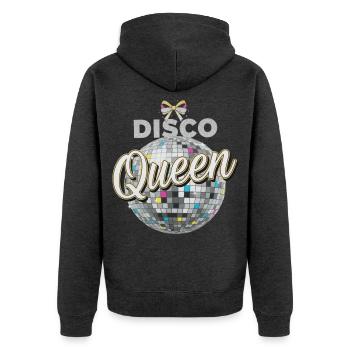 Disco Queen Discokugel Vintage Geburtstag Party - Unisex Premium Bio Zip Hoodie - Anthrazit meliert - Hinten - Nico (187cm)