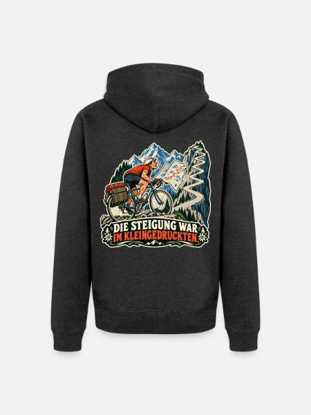 Steigung im Kleingedruckten - Unisex Premium Bio Zip Hoodie - Anthrazit meliert