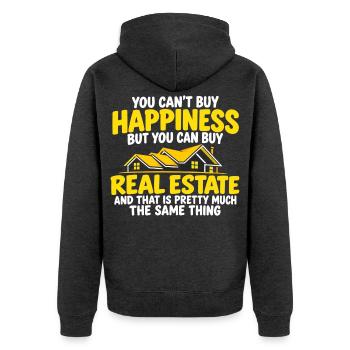 Hausbesitzer, Immobilienmakler, Einweihungshumor - Unisex Premium Bio Zip Hoodie - Anthrazit meliert - Hinten - Nico (187cm)