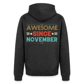 Erstaunlich seit November Geburtstagsgeschenk - Unisex Premium Bio Zip Hoodie - Anthrazit meliert - Hinten - Nico (187cm)