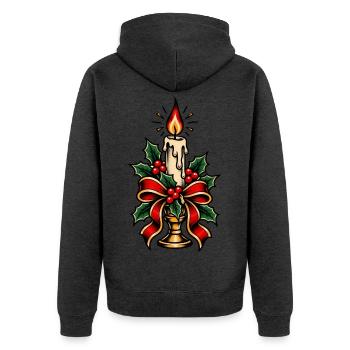 Kerzenbeleuchteter Stechpalmen-Weihnachtsbogen - Unisex Premium Bio Zip Hoodie - Anthrazit meliert - Hinten - Nico (187cm)