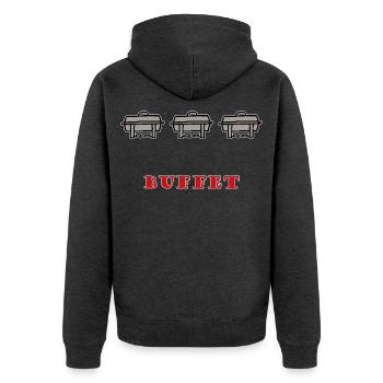Buffet Essen Speisen-Behälter Catering - Unisex Premium Bio Zip Hoodie - Anthrazit meliert - Hinten - Nico (187cm)