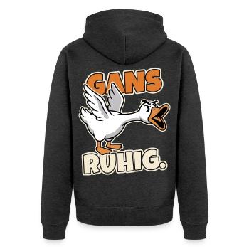 Gans ruhig Wütende Gans Spruch - Unisex Premium Bio Zip Hoodie - Anthrazit meliert - Hinten - Nico (187cm)