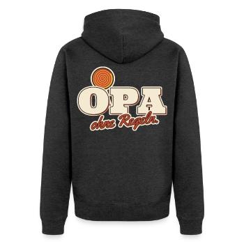 Opa ohne Regeln Enkel Spruch - Unisex Premium Bio Zip Hoodie - Anthrazit meliert - Hinten - Nico (187cm)