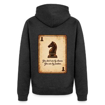 Schach Motivation Springer Strategie Erfolg Spruch - Unisex Premium Bio Zip Hoodie - Anthrazit meliert - Hinten - Nico (187cm)