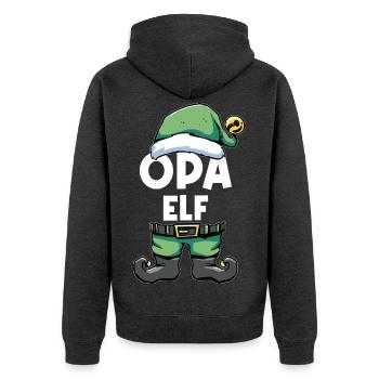 Opa Elf Weihnachtself Elfe Weihnachtsoutfit Set - Unisex Premium Bio Zip Hoodie - Anthrazit meliert - Hinten - Nico (187cm)