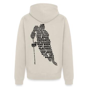 Sprache der Hockey (Schwarz) - Unisex Premium Bio Zip Hoodie - Beige - Hinten - Thijin (182cm)