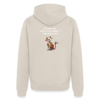 Gutes Aussehen (Katze) - Unisex Premium Bio Zip Hoodie - Beige - Hinten - Thijin (182cm)