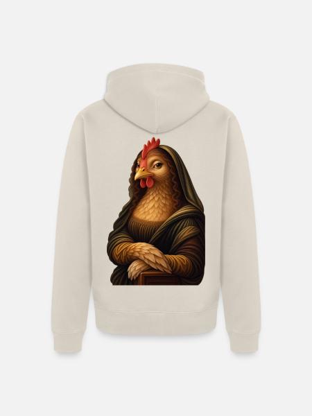 Mona Lisa als Huhn - Unisex Premium Bio Zip Hoodie - Beige