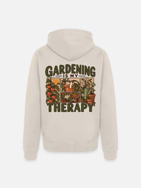 Gardening Is My Therapy - Unisex Premium Bio Zip Hoodie - Beige