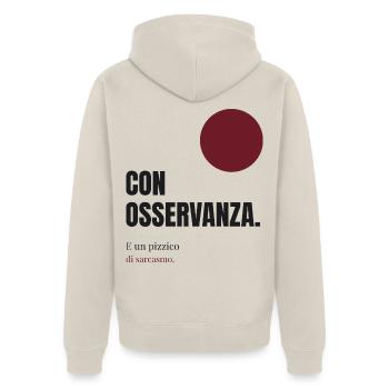 Mit Geistesanwalt ironischem Sarkasmus - Unisex Premium Bio Zip Hoodie - Beige - Hinten - Thijin (182cm)