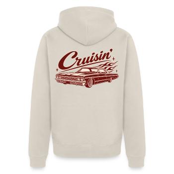 Cruisin’ Classic Car - Unisex Premium Bio Zip Hoodie - Beige - Hinten - Thijin (182cm)