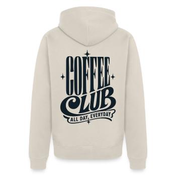 Coffee Club - Unisex Premium Bio Zip Hoodie - Beige - Hinten - Thijin (182cm)