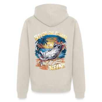 Bevor Du Fragst Nein - Unisex Premium Bio Zip Hoodie - Beige - Hinten - Thijin (182cm)