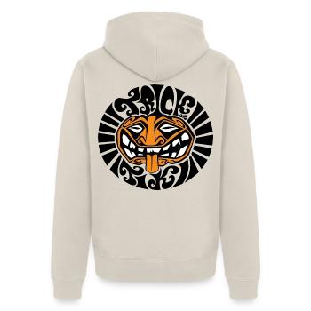 Trick or Tiki Halloween Kürbis Comic Gesicht Zunge - Unisex Premium Bio Zip Hoodie - Beige - Hinten - Thijin (182cm)