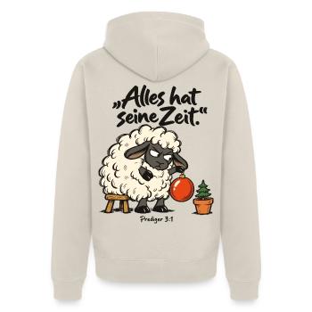 Alles hat seine Zeit Schaf Weihnachten Prediger 3 - Unisex Premium Bio Zip Hoodie - Beige - Hinten - Thijin (182cm)