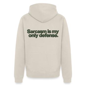 Sarcasm Is My Only Defense - Unisex Premium Bio Zip Hoodie - Beige - Hinten - Thijin (182cm)