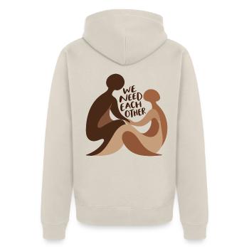 We Need Each Other - Unisex Premium Bio Zip Hoodie - Beige - Hinten - Thijin (182cm)