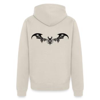 Tribal Fledermaus im Gothic Stil Vampir - Unisex Premium Bio Zip Hoodie - Beige - Hinten - Thijin (182cm)