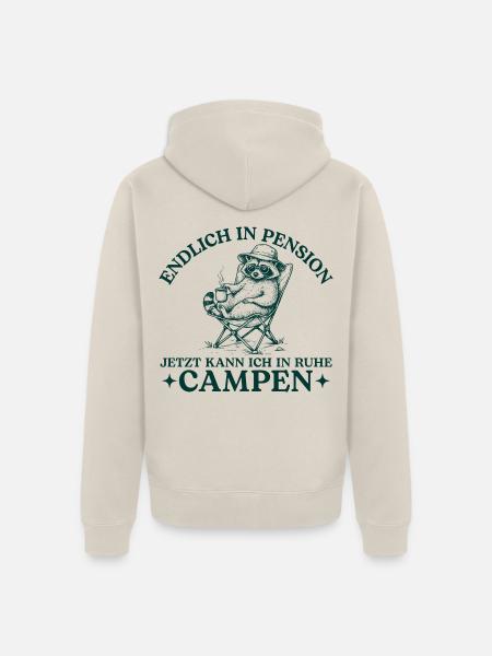 Pension Waschbär in Ruhe Campen - Unisex Premium Bio Zip Hoodie - Beige